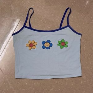 Shein cropped tank top with peace sign flowers